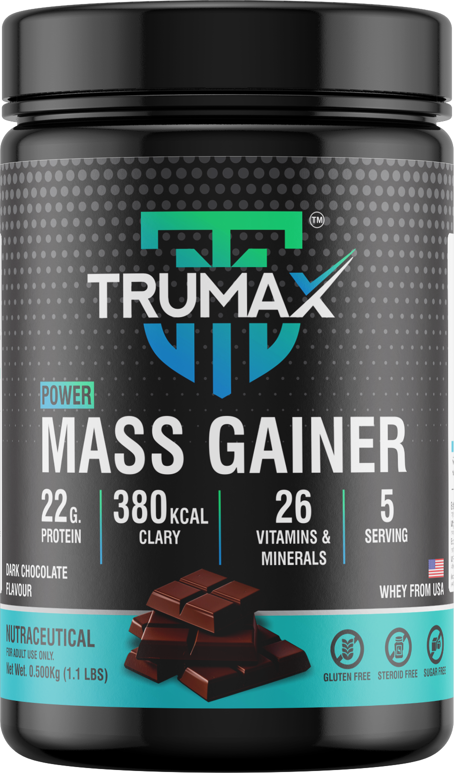 TRUMAX™ POWER MASS GAINER | Raw from USA | 380 kcal Calories & 22g Protein | 26 Vitamins & Minerals