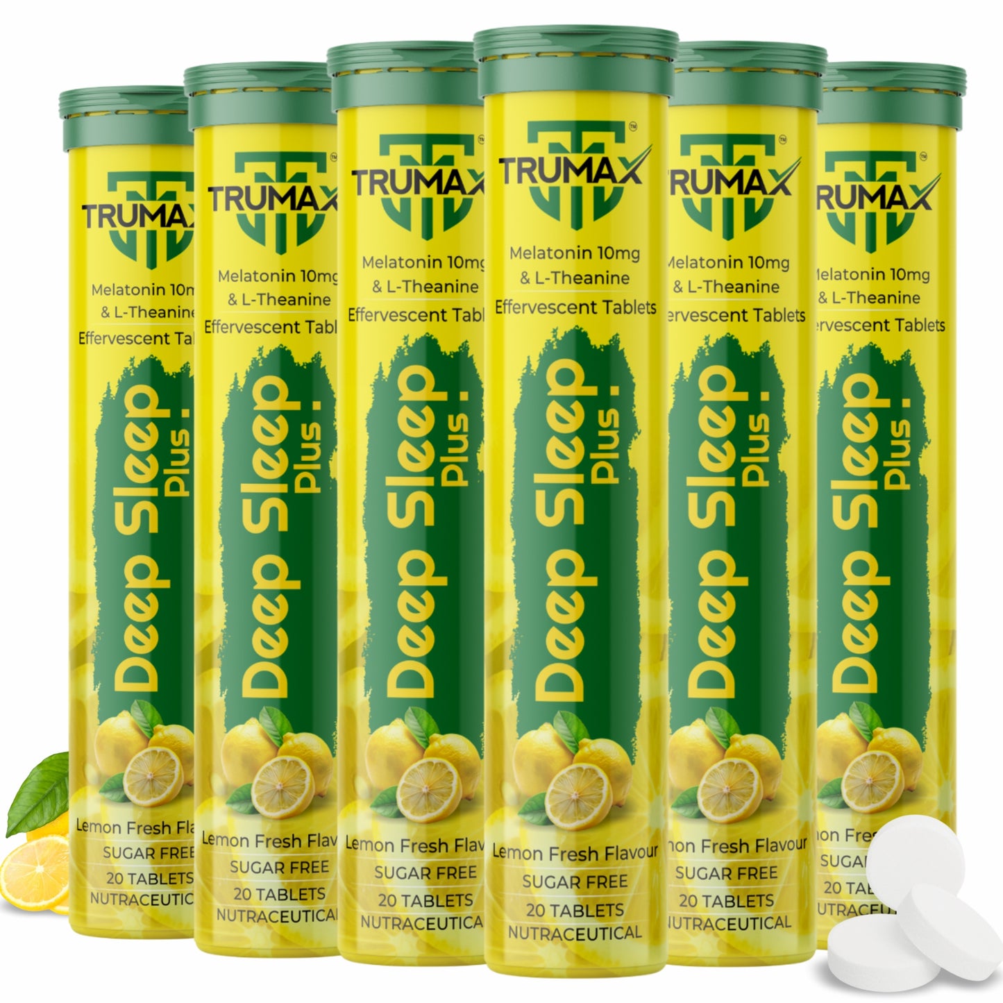 TRUMAX™ Deep Sleep Plus with 10 mg Melatonin + 100 mg L-Theanine Effervescent tablets | Helps to Promotes Relaxtion and Efforless Sleep | Fast Acting, Non-Addictive - Lemon Fresh flavour