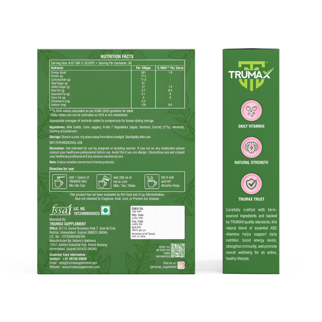 TRUMAX ABC Powder Apple Beetroot Carrot Nutrition Drink Mix for Immunity & Energy