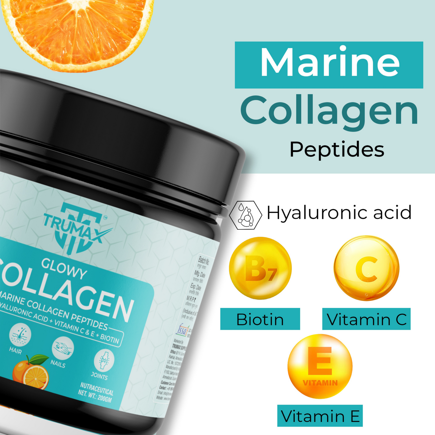 TRUMAX™ Glowy Marine Collagen Supplement Type 1 & 3 | For Healthy Skin, Hair & Bone