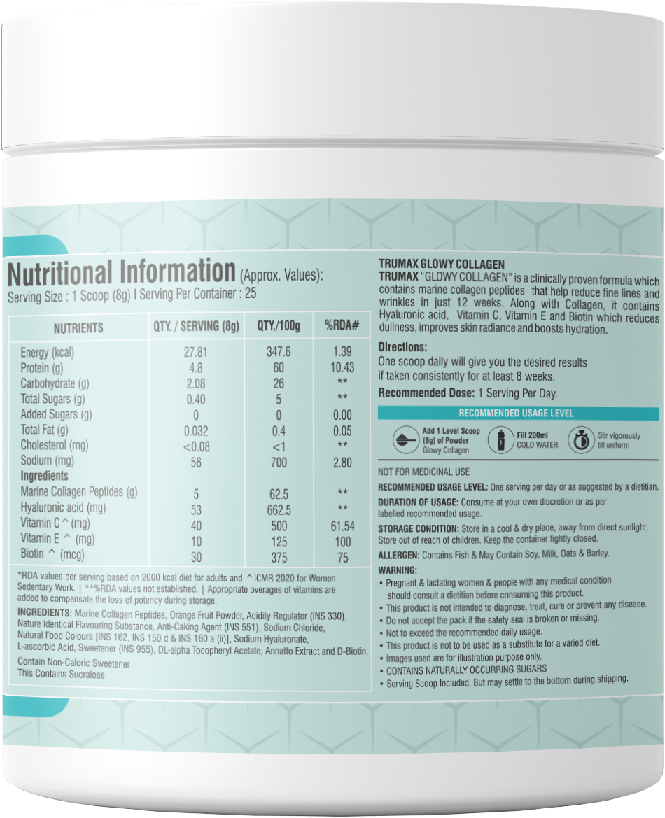 TRUMAX™ Glowy Marine Collagen Supplement Type 1 & 3 | For Healthy Skin, Hair & Bone