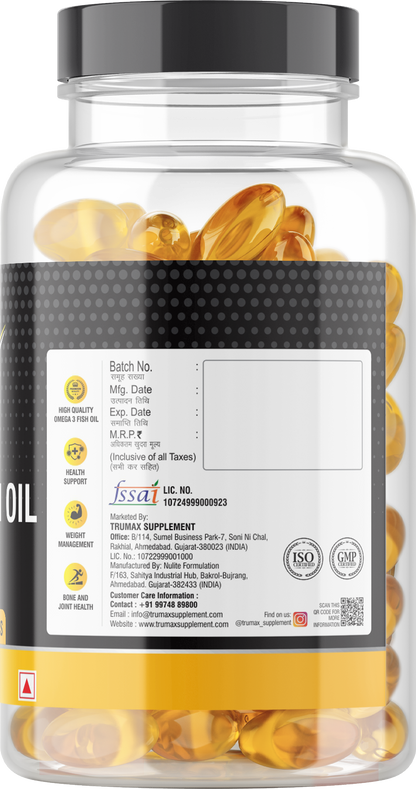 TRUMAX™ OMEGA 3 FISH OIL CAPSULE | 1000mg Fish Oil with Omega-3 | EPA + DHA (300mg)