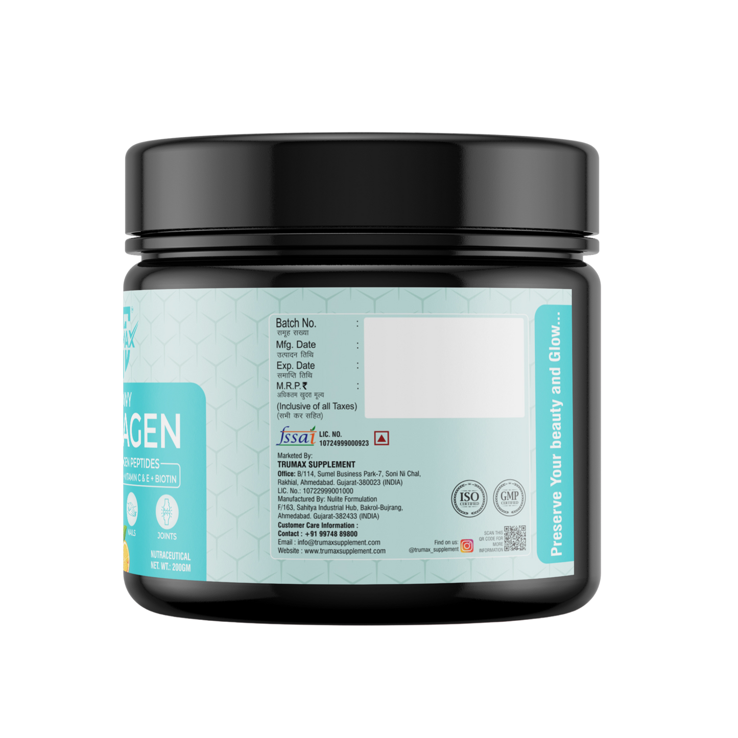 TRUMAX™ Glowy Marine Collagen Supplement Type 1 & 3 | For Healthy Skin, Hair & Bone