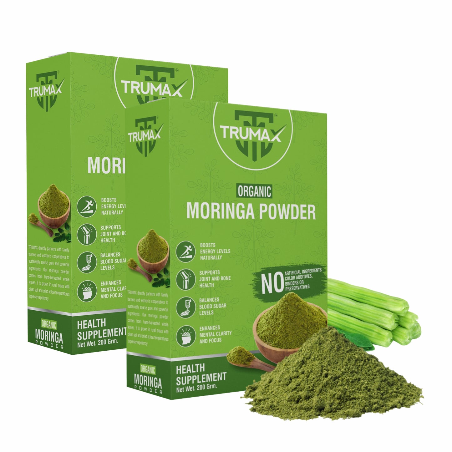 TRUMAX™ Organic Moringa Powder | Drumstick Leaf Powder | Natural Multi-vitamin | Good for Immunity, Digestion, skincare and Haircare | 100% Natural and Preservative-free