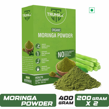 TRUMAX™ Organic Moringa Powder | Drumstick Leaf Powder | Natural Multi-vitamin | Good for Immunity, Digestion, skincare and Haircare | 100% Natural and Preservative-free