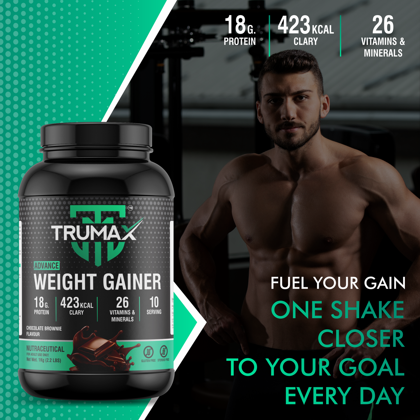 TRUMAX™ ADVANCE WEIGHT GAINER | 423 kcal Calories & 18g Protein | 26 Vitamins & Minerals