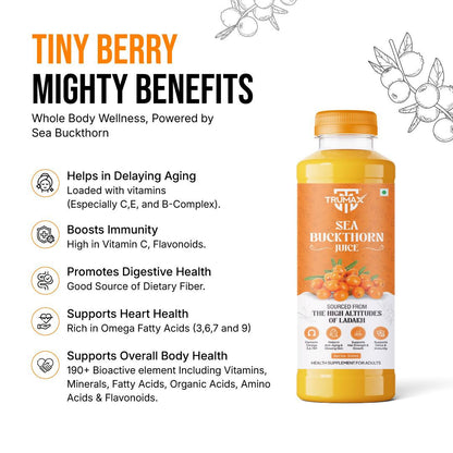 TRUMAX™ Sea Buckthorn Juice with Omega 3, 6, 7 & 9 – Natural Health Supplement for Immunity, Skin & Hair Wellness